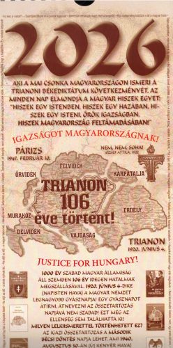 Trianon 106 éve történt! Falinaptár 2026