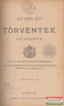Az 1898. évi törvények gyűjteménye