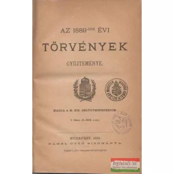 Az 1889-dik évi törvények gyűjteménye