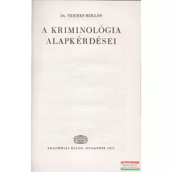 A kriminológia alapkérdései