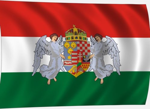 Angyalos címeres zászló - trikolor 45x30 cm