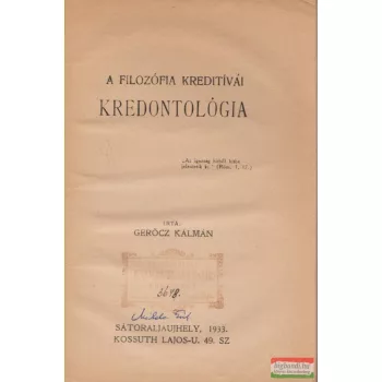 A filozófia kreditívái - Kredontológia 