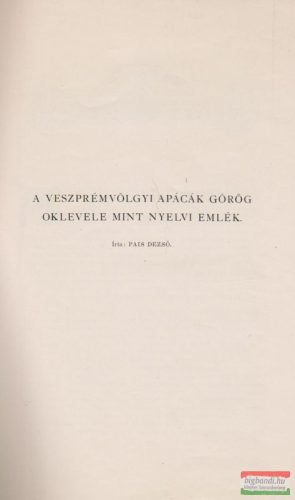 A veszprémi apácák görög oklevele, mint nyelvi emlék