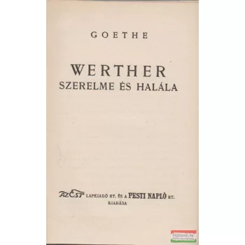 Werther szerelme és halála