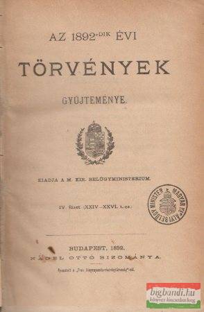 Az 1892-dik évi törvények gyűjteménye