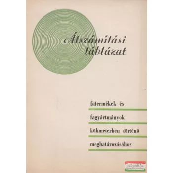   Átszámítási táblázat fatermékek és fagyártmányok köbméterben történő meghatározásához