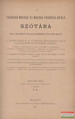 Magyar-Franczia szótár I.