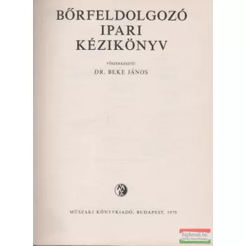 Bőrfeldolgozó ipari kézikönyv