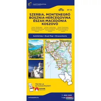   Szerbia, Montenegró, Bosznia-Hercegovina, Észak-Macedónia, Koszovó térkép 1:800.000 [OT03]