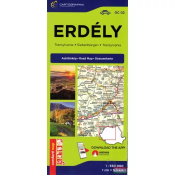 Erdély Comfort laminált autótérkép 1:550 000