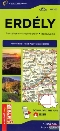 Erdély Comfort laminált autótérkép 1:550 000