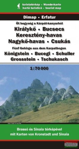 Kárpát-kanyar térkép (Öt hegység) - Királykő - Bucsecs - Keresztény-havas - Nagykő-havas - Csukás 1:70000