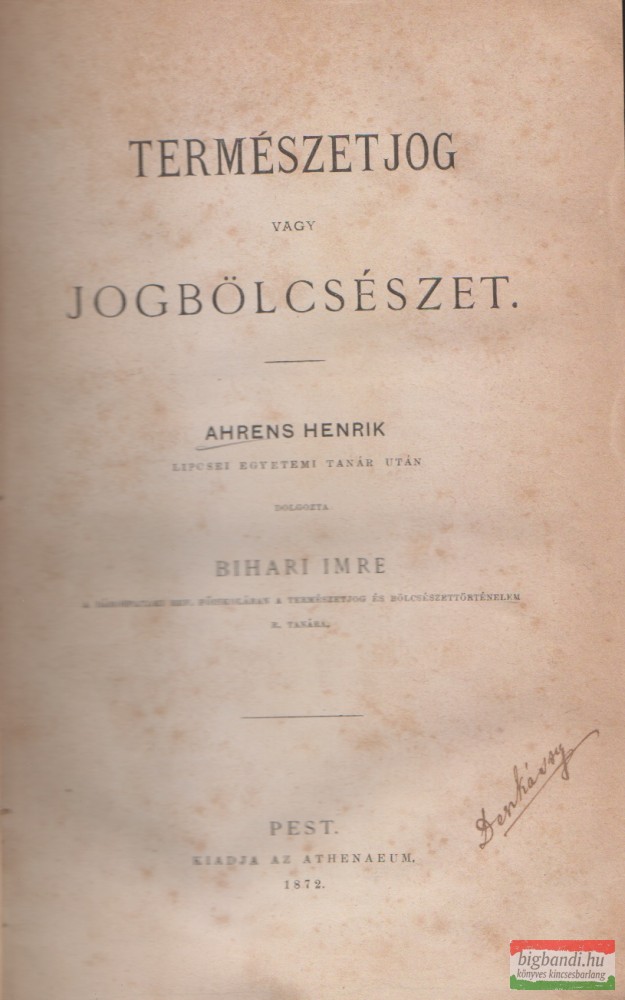 Ahrens Henrik – Természetjog vagy jogbölcsészet